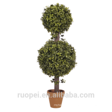 árbol de bolas de boj dos bolas con maceta bonsai